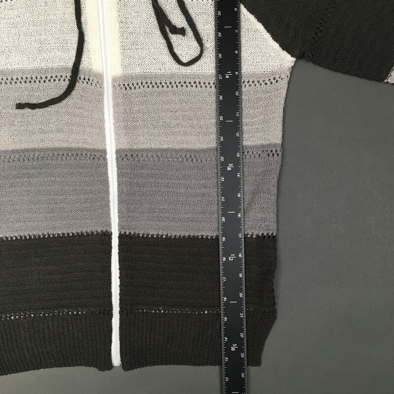 Black Grey Off white and white pattern light  knit hoodie, no tag, zipper front