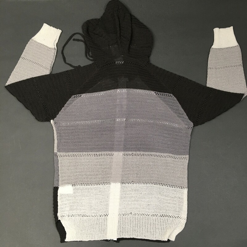 Black Grey Off white and white pattern light  knit hoodie, no tag, zipper front