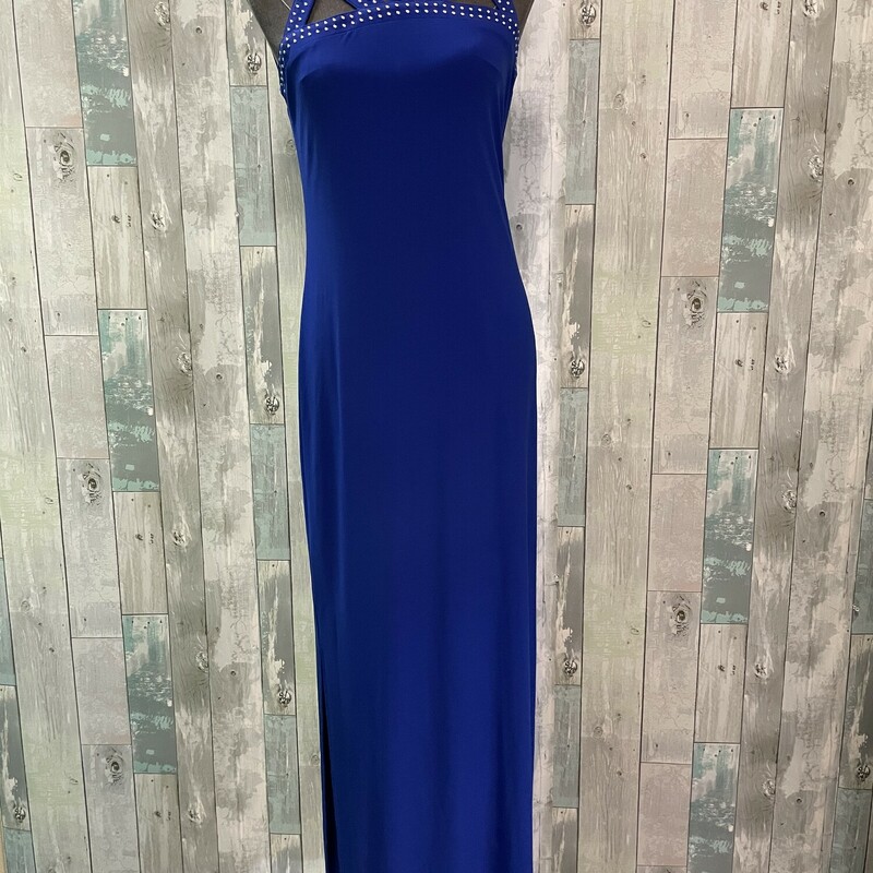 NEW Spense Long Formal<br />
Studded cutout neckline, hook eye closure in the back, double side slit skirt<br />
Royal<br />
Size: 8<br />
PLEASE NOTE, THERE ARE NO RETURNS!