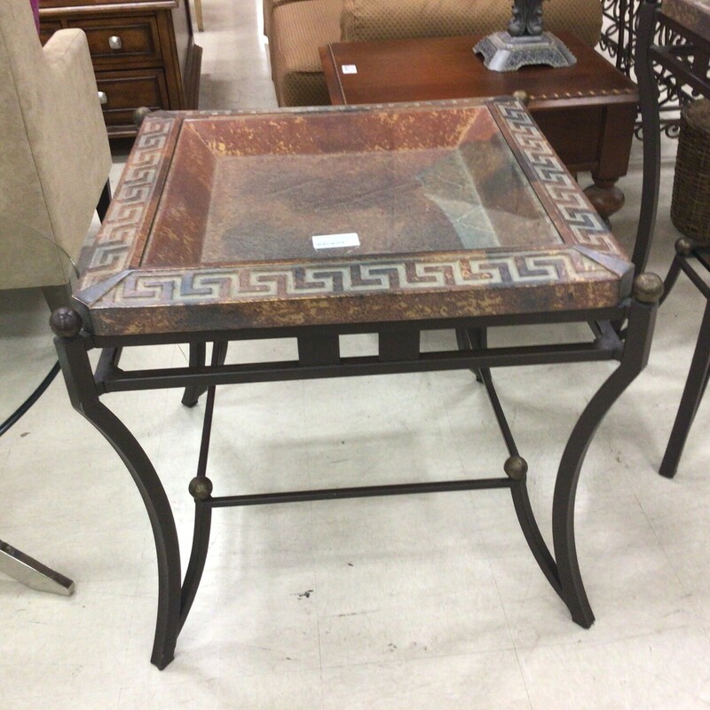 Metal Glass End Table, Copper, Glass Top
26 in Square x 26 in Tall