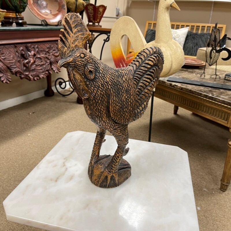 Carved Wood Folk Art Rooster, Size: 17 Tall