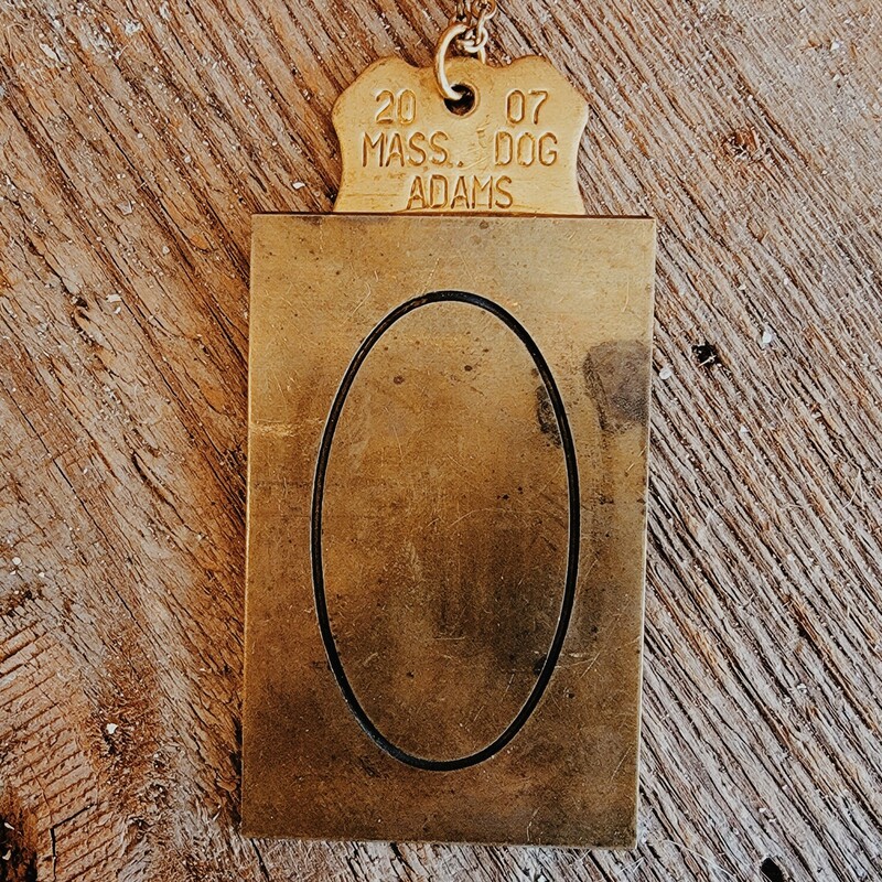 - Hand crafted necklace
- 31 Inch chain
-O engraved brass plate
- Dog tag used as connector