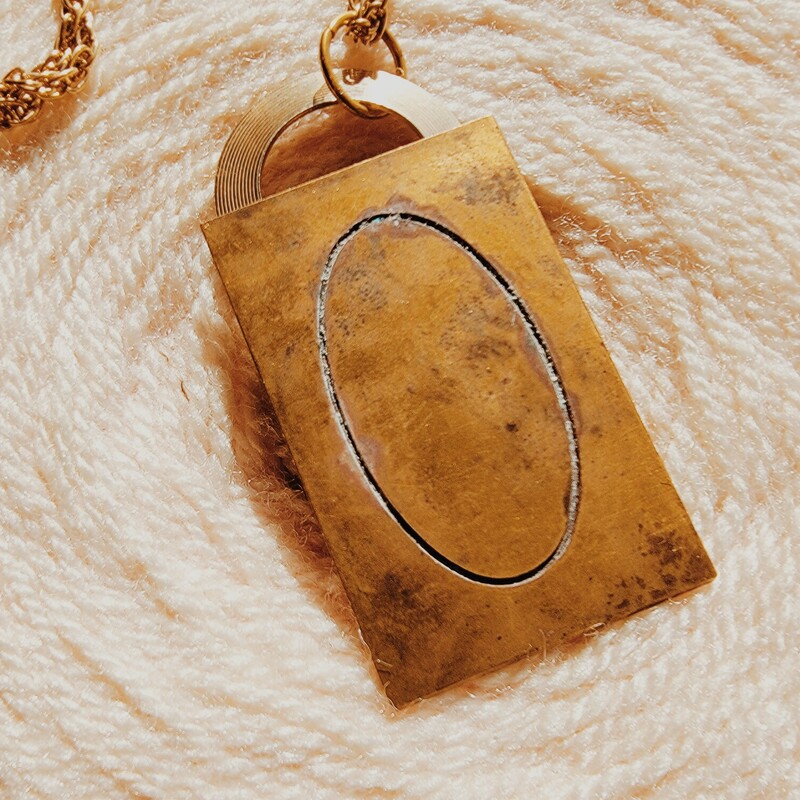 - Hand crafted necklace<br />
- 32 Inch chain<br />
- 0 engraved brass plate