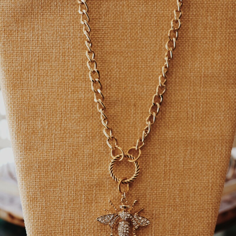 This necklace from Kelli Hawk Designs was handmade with love! The adorable bee pendant measures 2 inches long, and the necklace is on a 17 inch chain with a 3 inch extender.