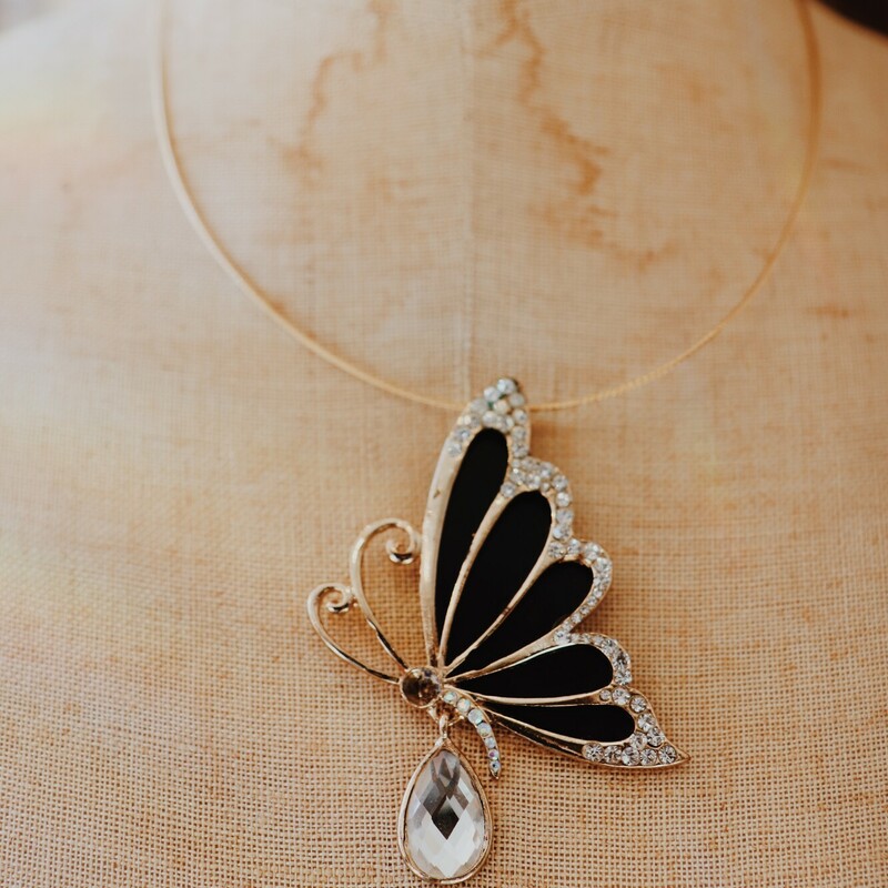 This adorable butterfly necklace by Kelli Hawk Designs is on a 16 inch wire with a 3 inch extender!