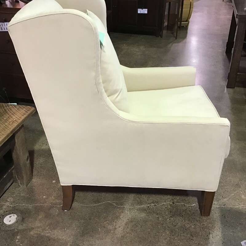 If you are looking for a super comfortable stylish chair, we defnitely have one for you! This neutral cream wingback features flippable cushions and modern styling. Great piece for any room!<br />
Dimensions are 32 in x 36 in x 43 in