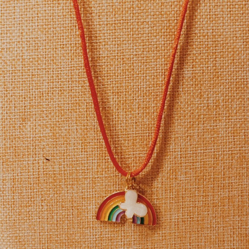 This adorable rainbow necklace is on a 17 inch cord with a 2 inch extender!