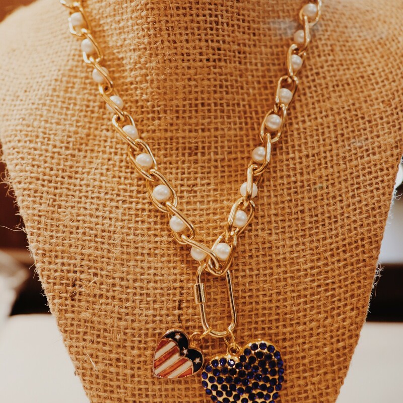 This one of a kind Kelli Hawk Designs necklace is on a 16 inch pearl and gold chain!