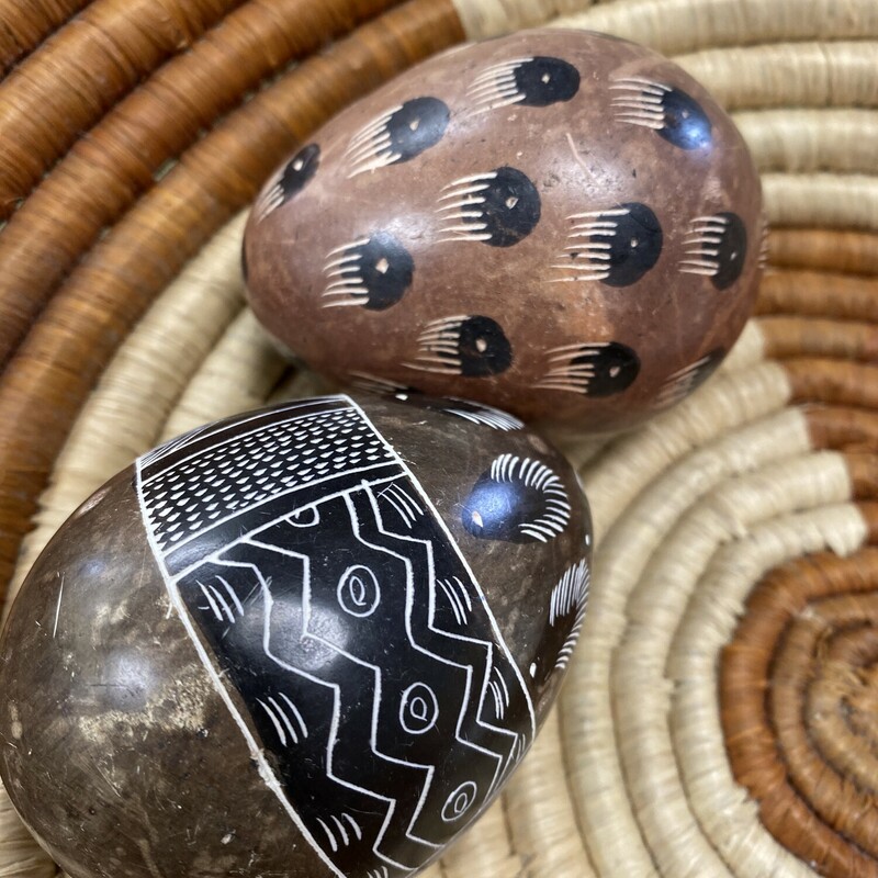 Pair Of Etched Stone Eggs
