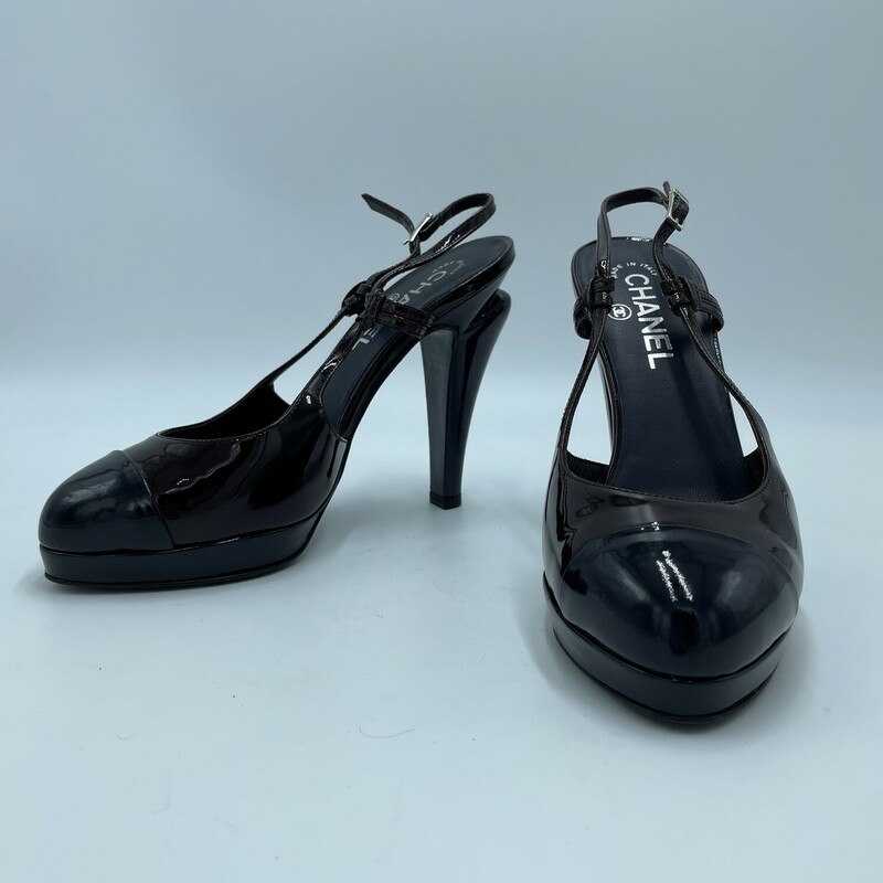 Chanel Patent Sling Heel, Maroon, Size: 38

condition: VERY GOOD. minimal wear to soles

5in heel