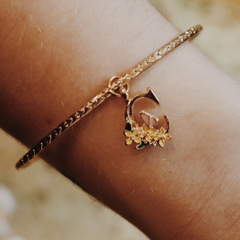 Stackable Gold Initial Charm Bracelet