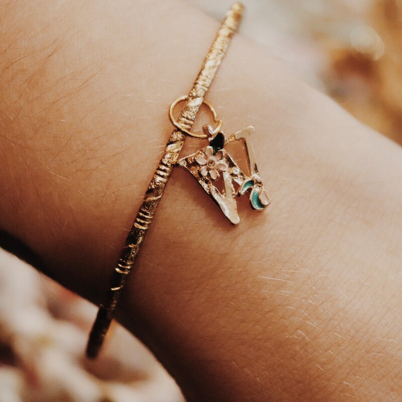 Stackable Gold Initial Charm Bracelet