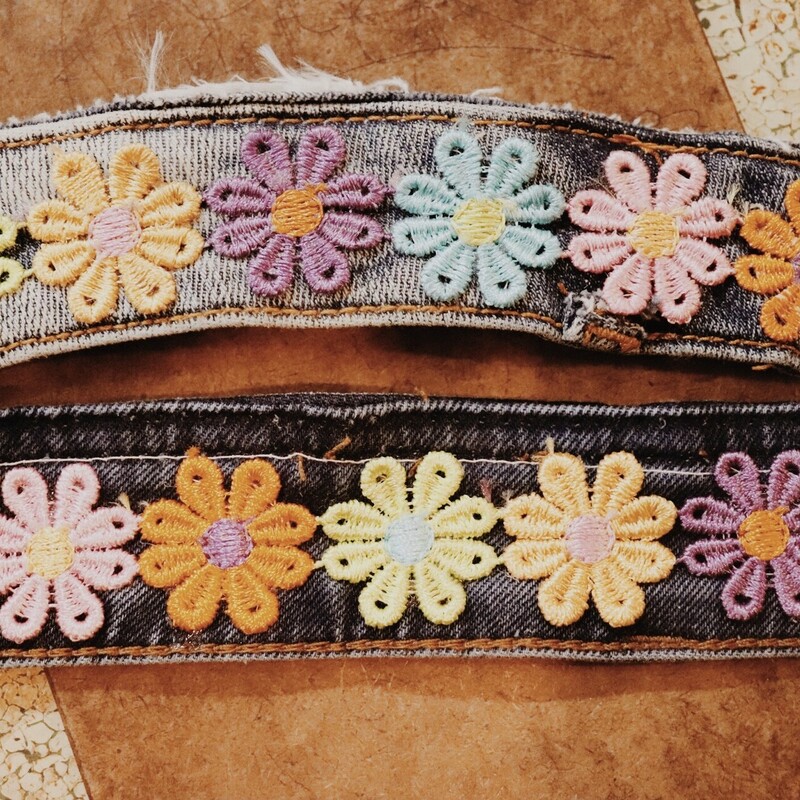 Blue Jean Multi Colored Flower Daisy Cuff with clasp lock. Very cute for spring and summer outfits.