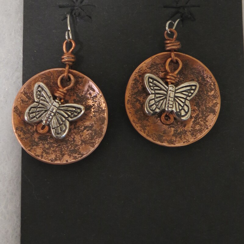 ER Copper Earrings W/butt, Copper/s, Size: 1.75 In