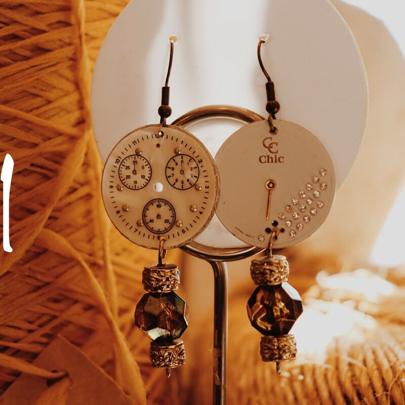 These handmade earrings made from watch faces are so unique! Select the number that matches your preferred earrings.