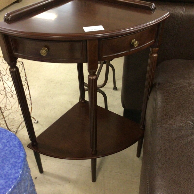 Corner Table 2 Drawer, Brown, Wood
22 in Wide x 16 in Deep x 30 in Tall