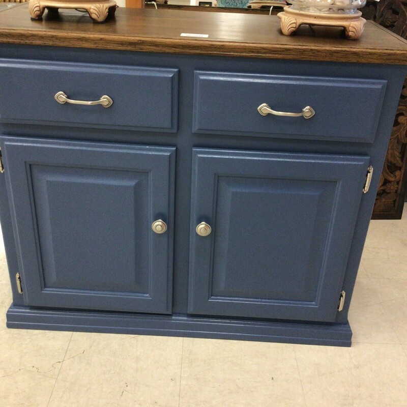 Blue/Wood Cabinet, Blue, 2 Dr/2 Dwr
38 in Wide x 17 in Deep x 32 in Tall