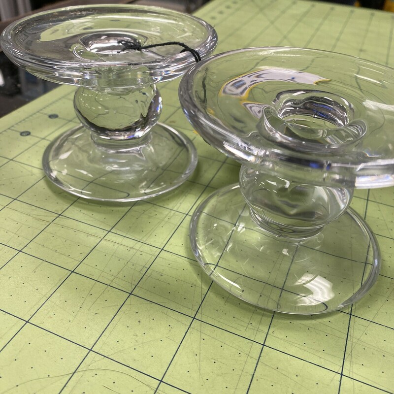 2 Glass Taper Holders, None, Size: 3x3 In