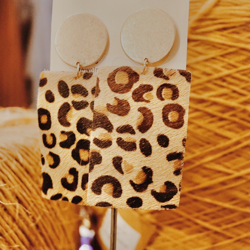 These leopard print earrings measure 3.25 inches long!