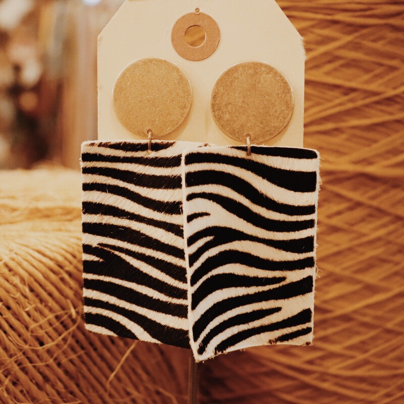 These zebra print earrings measure 3.25 inches long!
