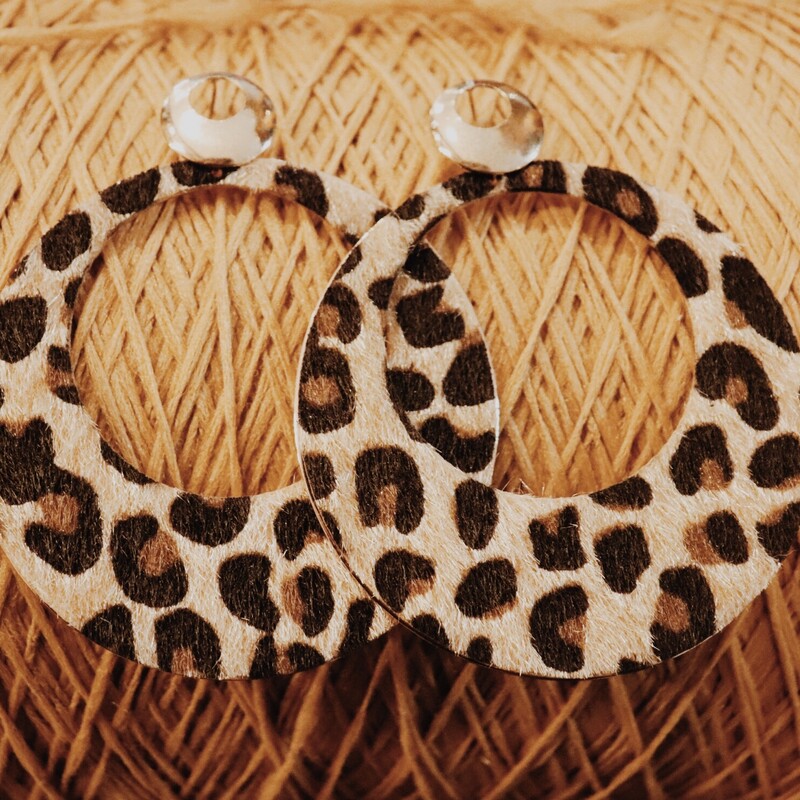 These large leopard print earrings measure 3.5 inches long!