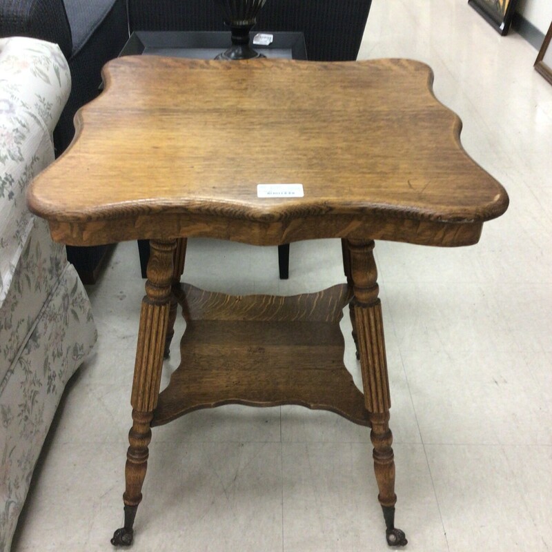End Table+Gls Claw Foot, Wood, Clawfoot
28.5 In T 24 In W 24 In D