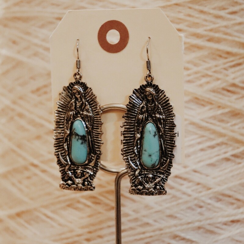This unique pair of earrings measures 2.5 inches long.