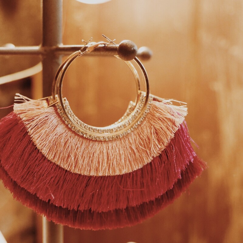 These big and bold fringe hoops measure 4 inches long!