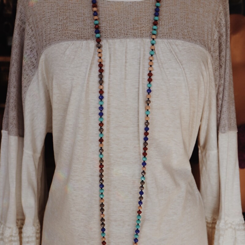 Multi Colored Beaded Wrap Necklace. Great For layering with a choker.