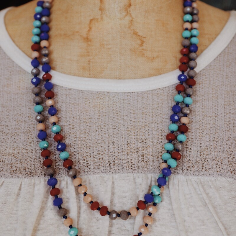Multi Colored Beaded Wrap Necklace. Great For layering with a choker.