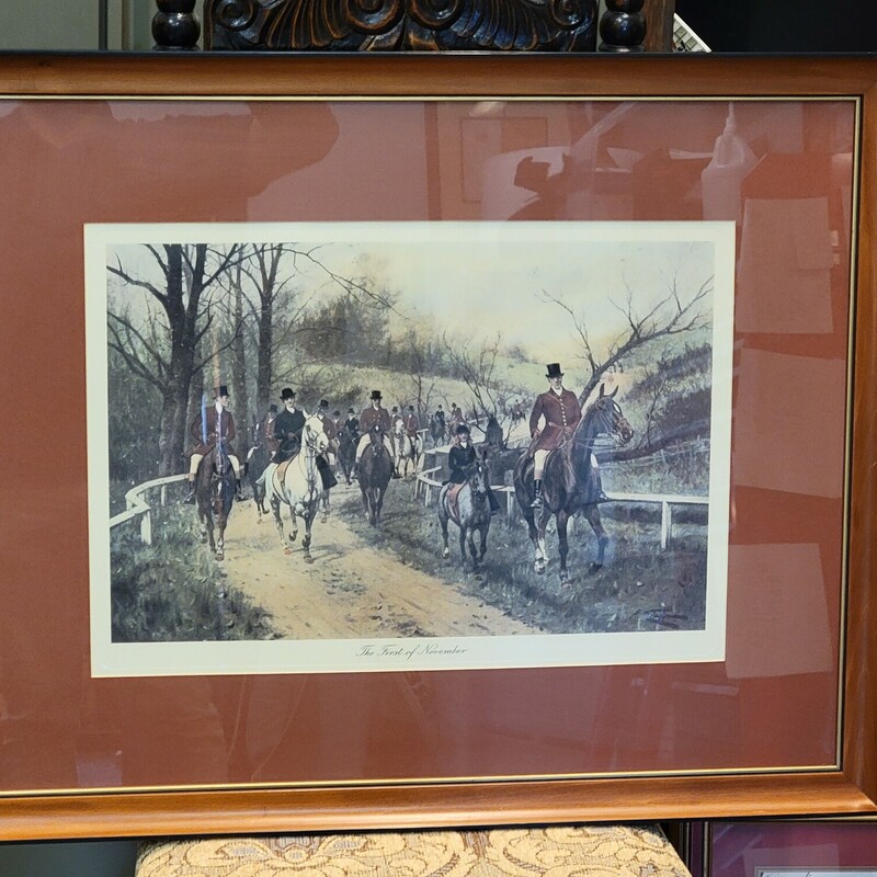 Large Well Framed Hunt Print. 'The First November'. Excellent condition.  Professionally Framed.   Measures 31 1/2 wide by 25 1/2 tall.