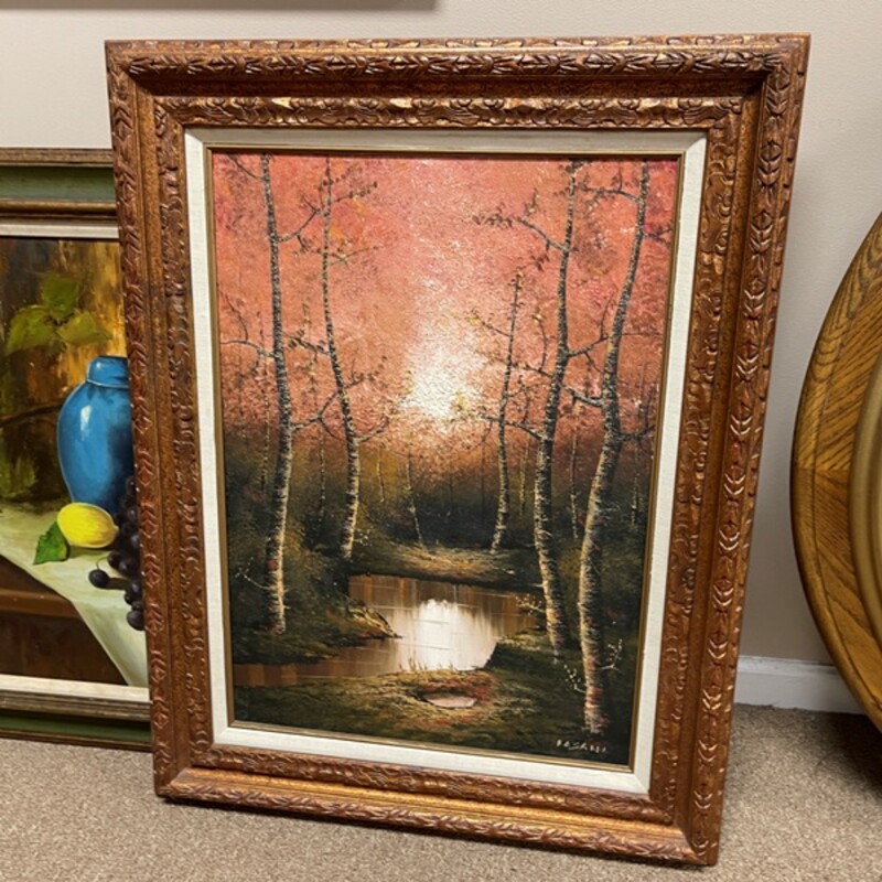 Birch Pond Painting, Size: 28x36