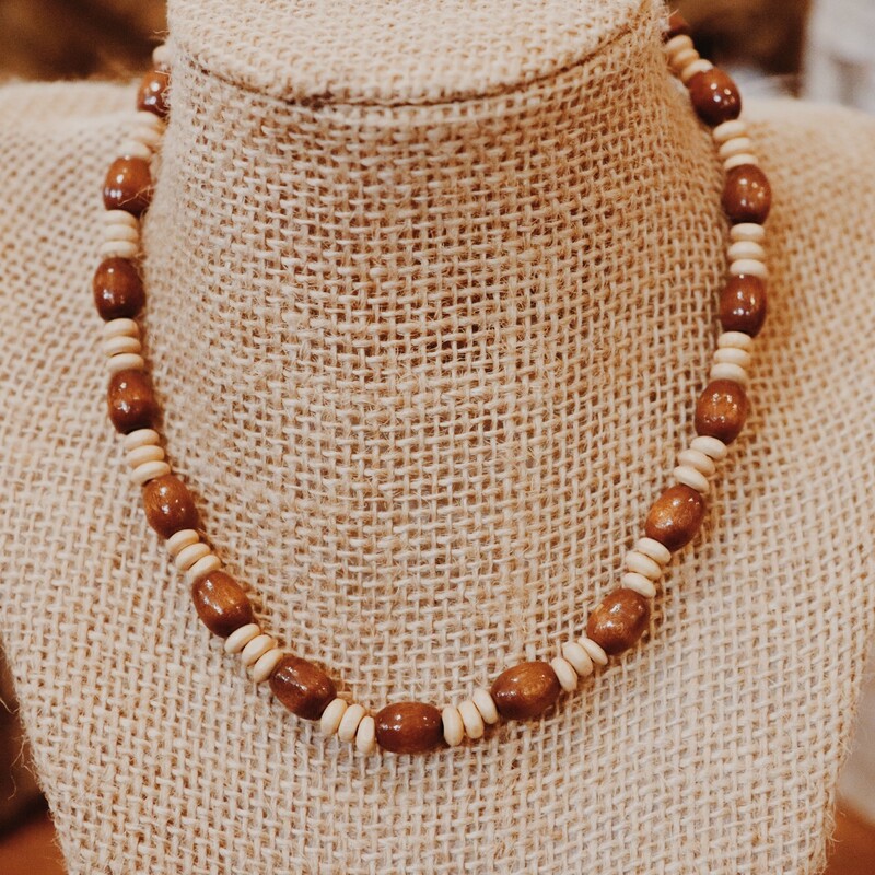 These wooden beaded necklaces are stretchy to fit a wide variety of sizes!  They are 16 inch strands.