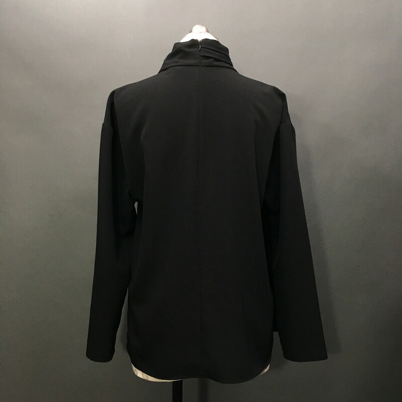 Halston Heritage, Black, Size: MM
H by Halston black long sleeve tunic blouse, cowl-like neckline, size M/Medium