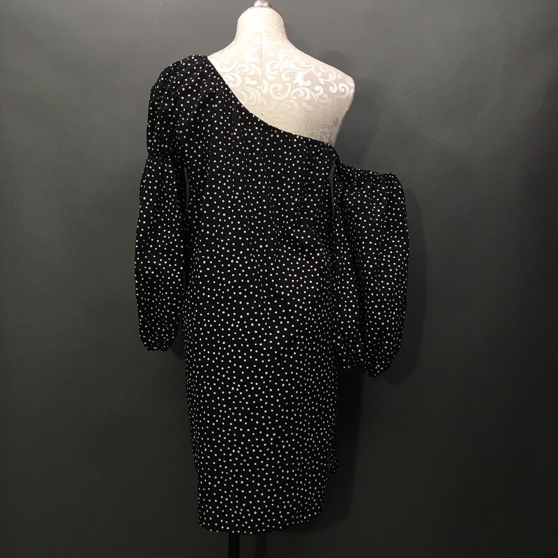 Lisadnyc, Blk/wht, Size: XL<br />
The Drop Women's Black Polka Dot Printed Loose-Fit Asymmetric One Shoulder Puff-Sleeve Dress by @lisadnyc -  NYC-based influencer Lisa DiCicco Cahue's statement-making collection. Made of a medium-weight, non-stretch, printed cotton poplin. This loose-fit dress features an asymetric, elastic puff sleeve.  XL new with tags.