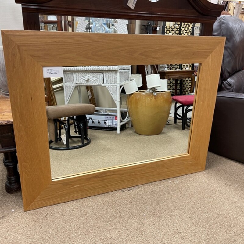 Oak Framed Mirror, Size: 47x35