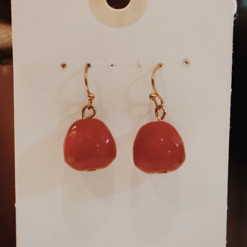 Red Bead Earrings. these singe bead earrings are the perfect dainty statement piece. Measuring 1 inch long.