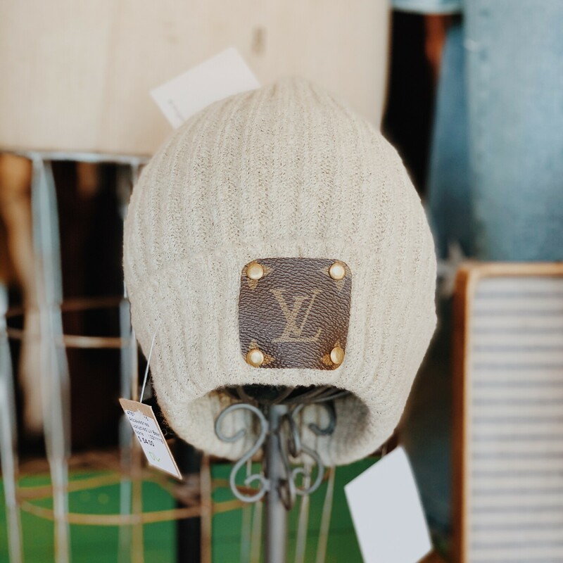 This upcycled beanie was made from an authentic Louis Vuitton bag! The bag's date code is SP0927. Please select your color below!<br />
<br />
Not affiliated with the LV company.