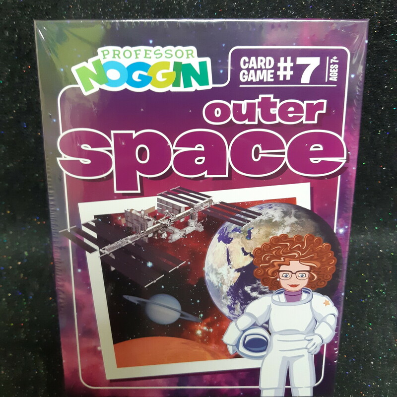 About this item
PLAY & LEARN: Professor Noggin’s series of educational card games encourages kids to learn interesting facts about their favorite subjects.
FUN FACTS: Explore all the things that go on in Outer Space. Learn fascinating information about planets, moons, spaceships, satellites, asteroids and much more!
CARD GAME: Each of the thirty game cards combines trivia, true or false, and multiple-choice questions. A special three-numbered die is included which adds an element of unpredictability.
TWO-LEVELS OF PLAY: Easy and hard levels keep kids interested and challenged while of course having fun.
INCLUDES: 30 trivia cards, one three-sided die and instructions. ( 2 to 8 players ages 7 and up)