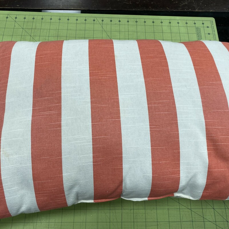Awning Stripe Lumbar Pillow, Salmon, Size: 26x17 In