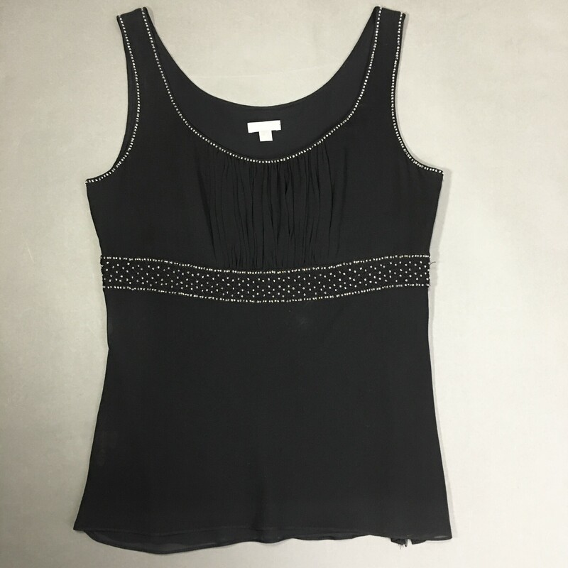 Ann Taylor, Black, Size: 4 sleeveless black silk beaded blouse, 100% polyester lining professionally clean no steam.