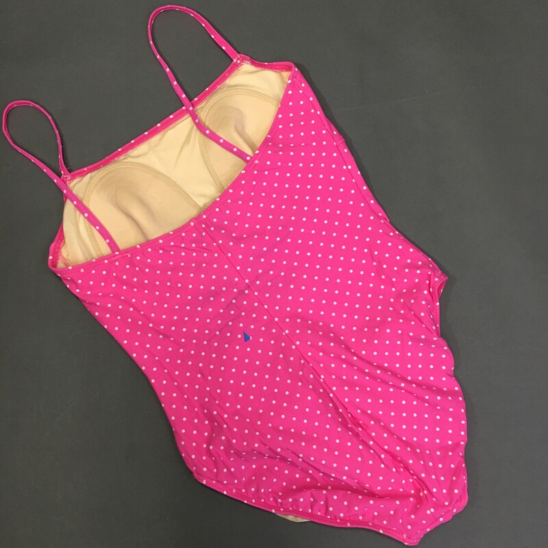 100-492 Lands End, Pink one piece with small white polka dots. suit is lined with fixed lightly padded cups, Size: Regular 16<br />
83% Nylon 17% lycra/spandex<br />
hand wash cold no bleach dry flat<br />
5.70 oz