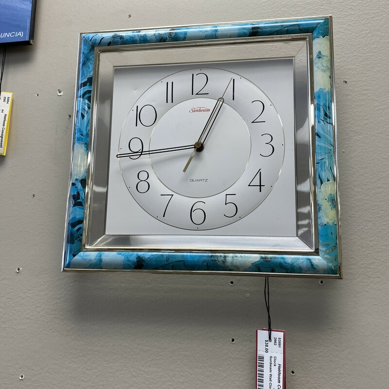 Sunbeam Wall Clock, Aqua, Size: 12 Inch