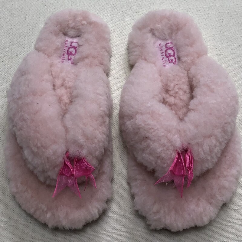 Uggs Fuzzy Slippers, Pink, Size: 10T