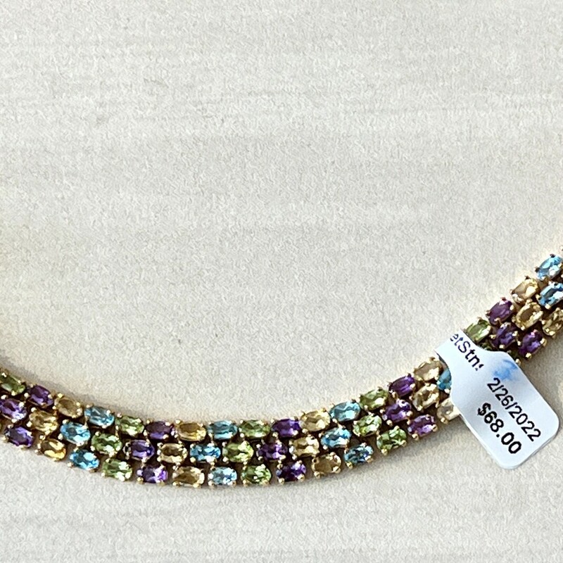 Sterling Rainbow Faceted Stones bracelet