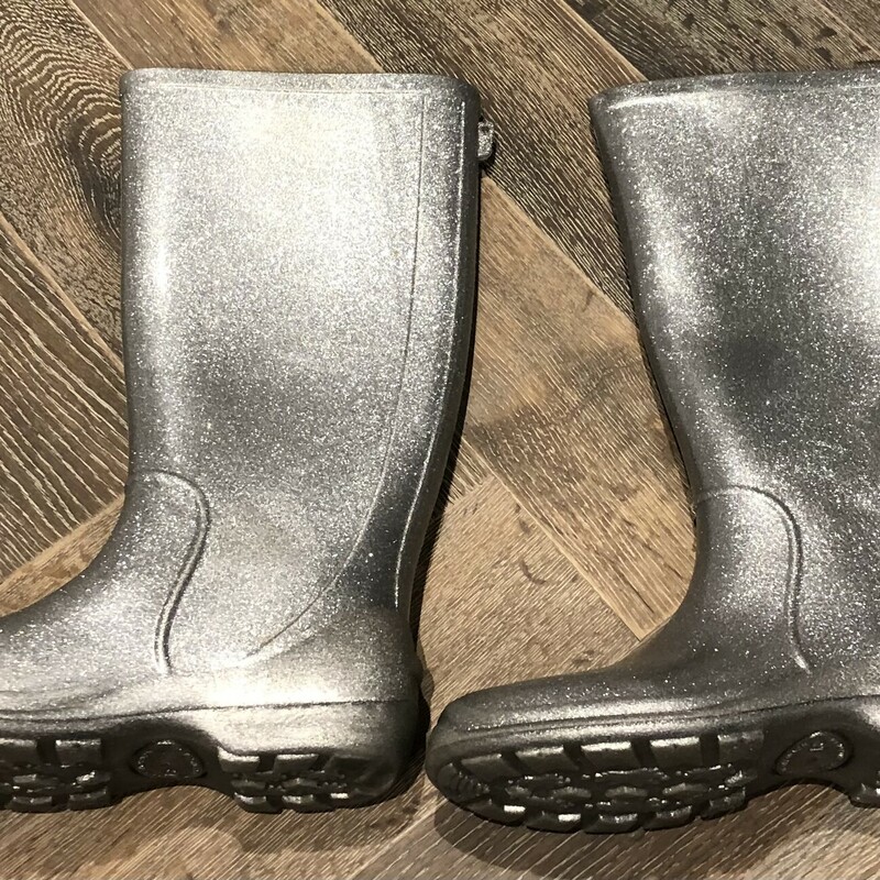 Sparkly Rain Boots, Silver, Size: 13Y