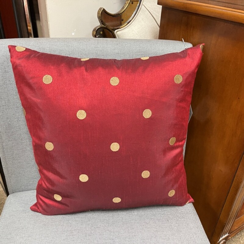 Red Polka Dot Pillow, Size: 19x19