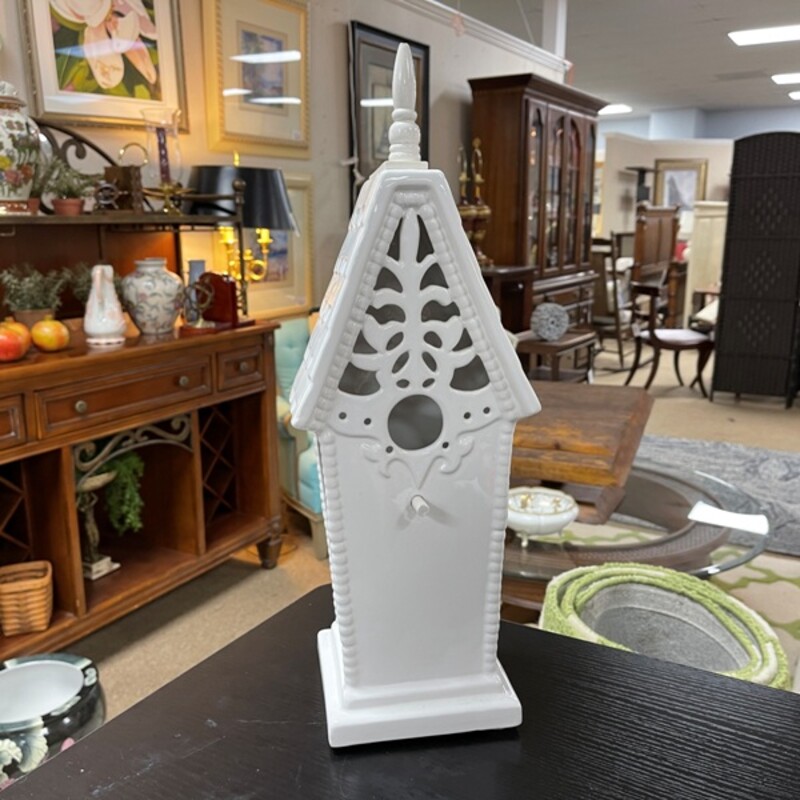 White Ceramic Birdhouse, Size: 5x5x18
