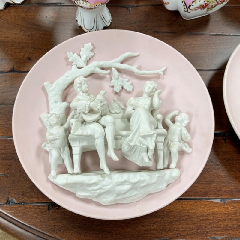 3-D Bisque Victorian Decorative Plate, Size: 10 Dia