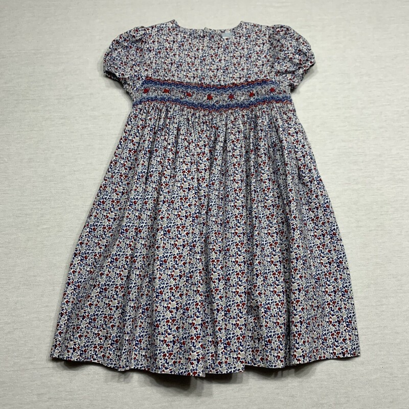 Floral smocked dress with back tying sash